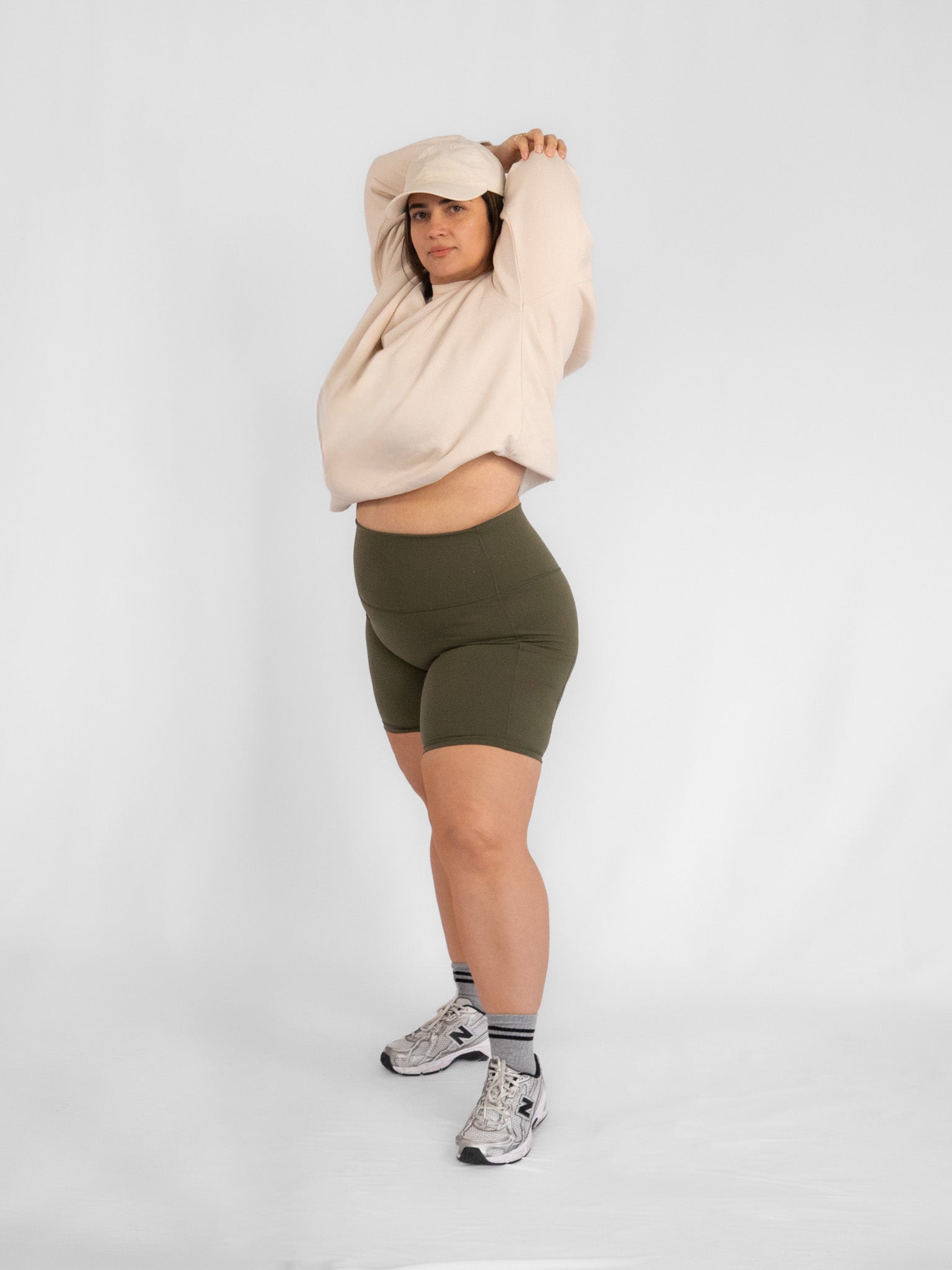 Bike Short Activewear Shorts   Wild Olive   Three Quarter