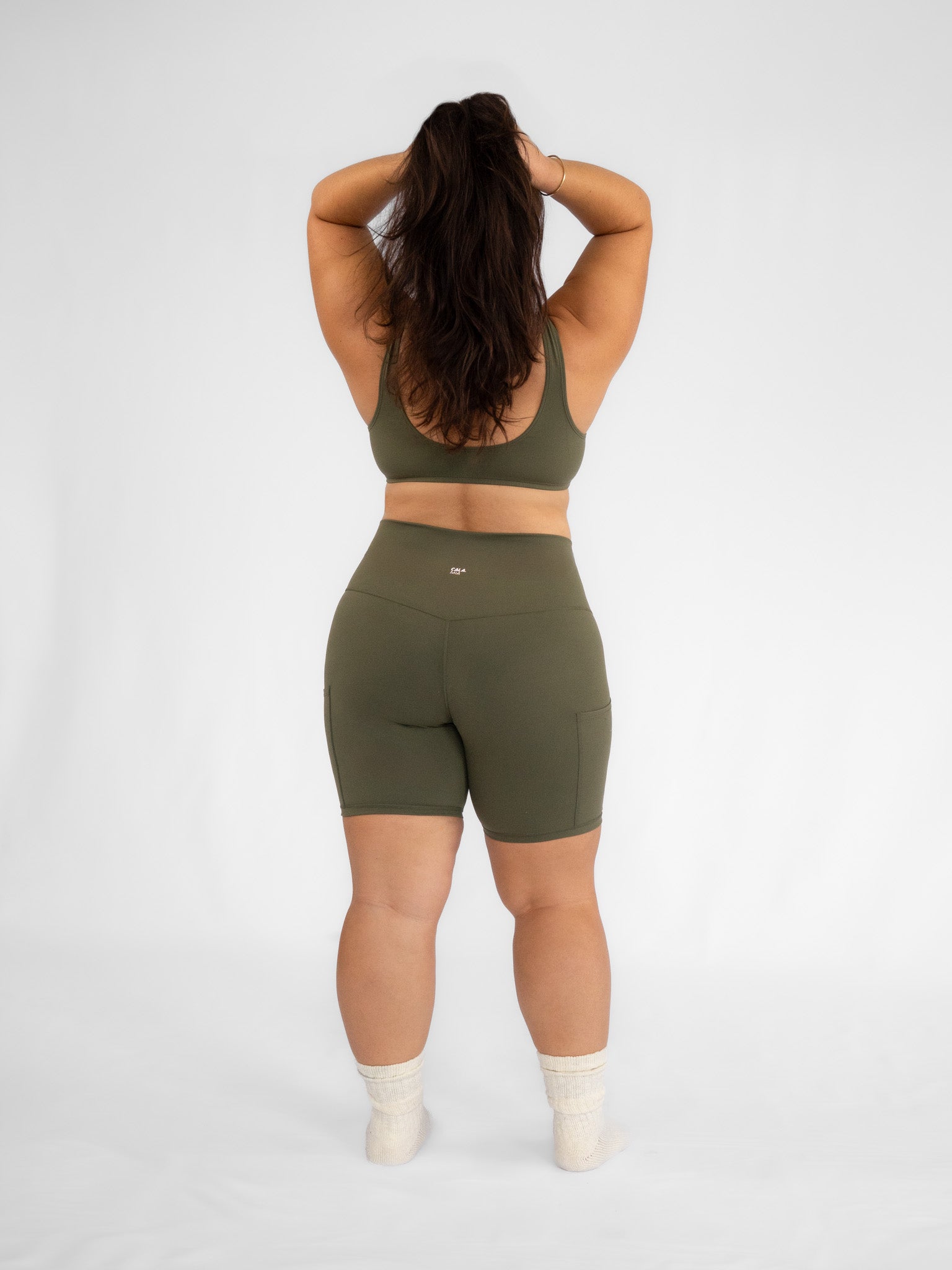 Bike Short Gym Shorts   Wild Olive   Back