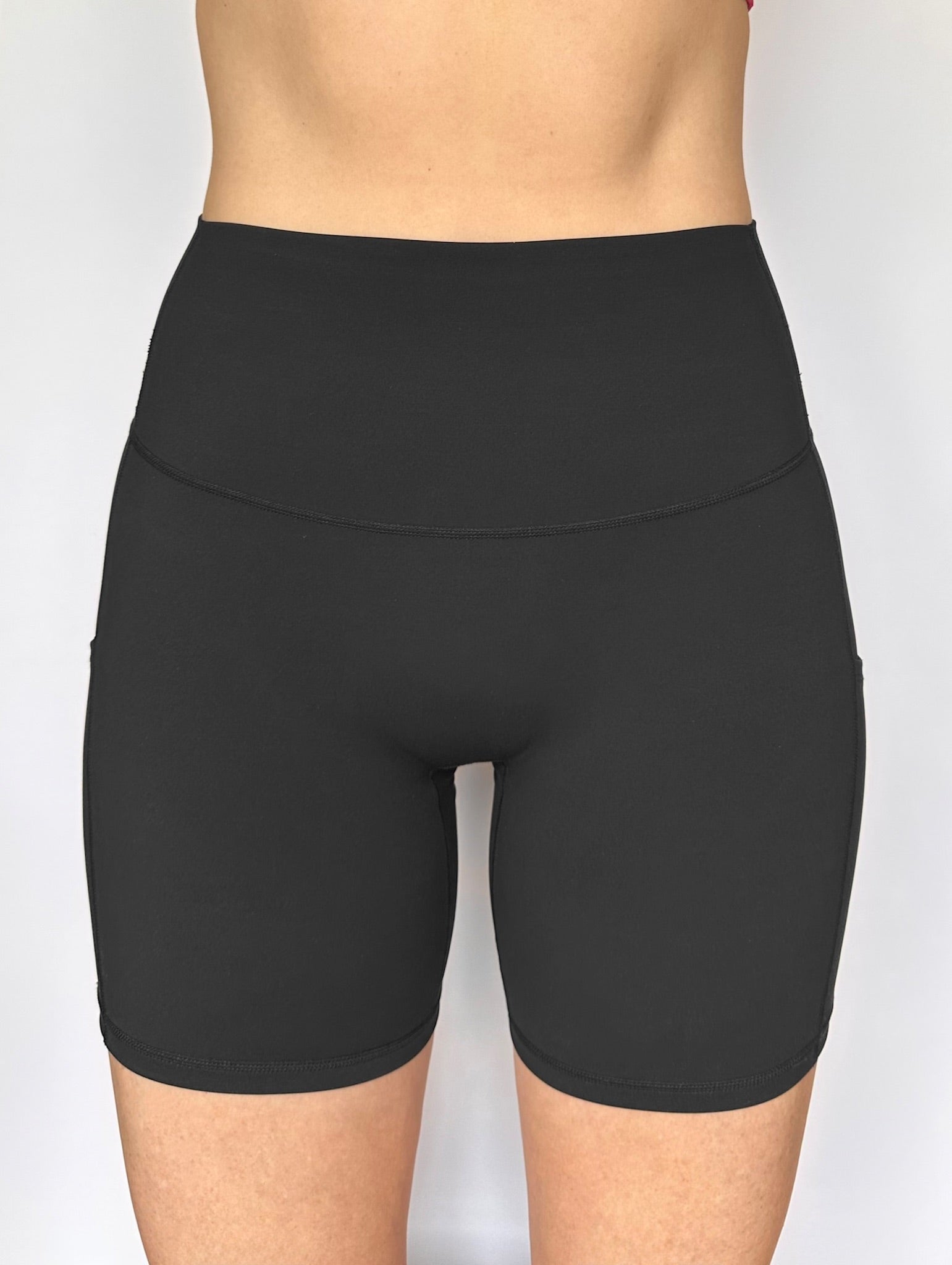 Bike Short Swim Bottom   Jet Black   Front Model