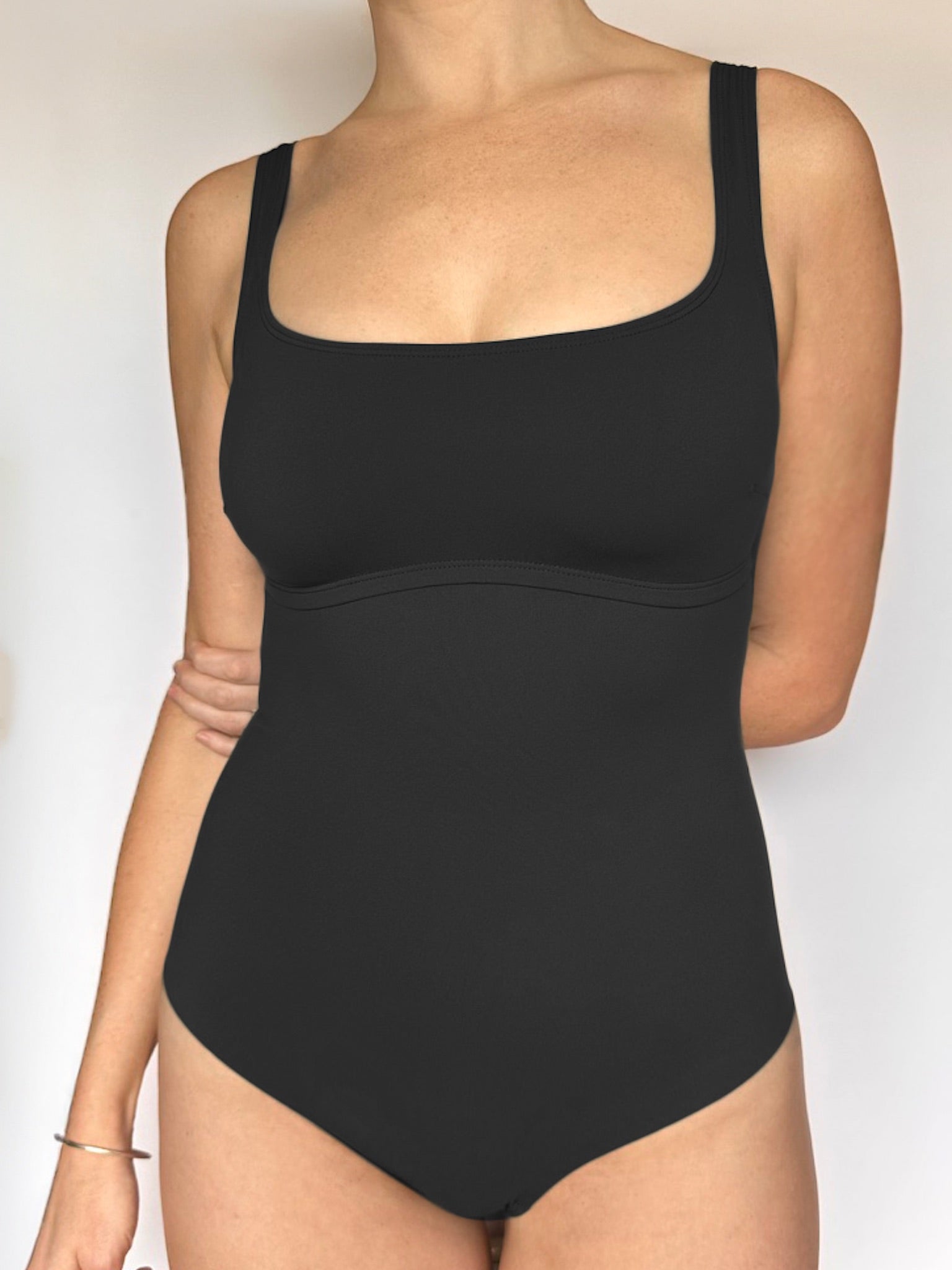 Tank Bodysuit Leotard   Jet Black   Front Model