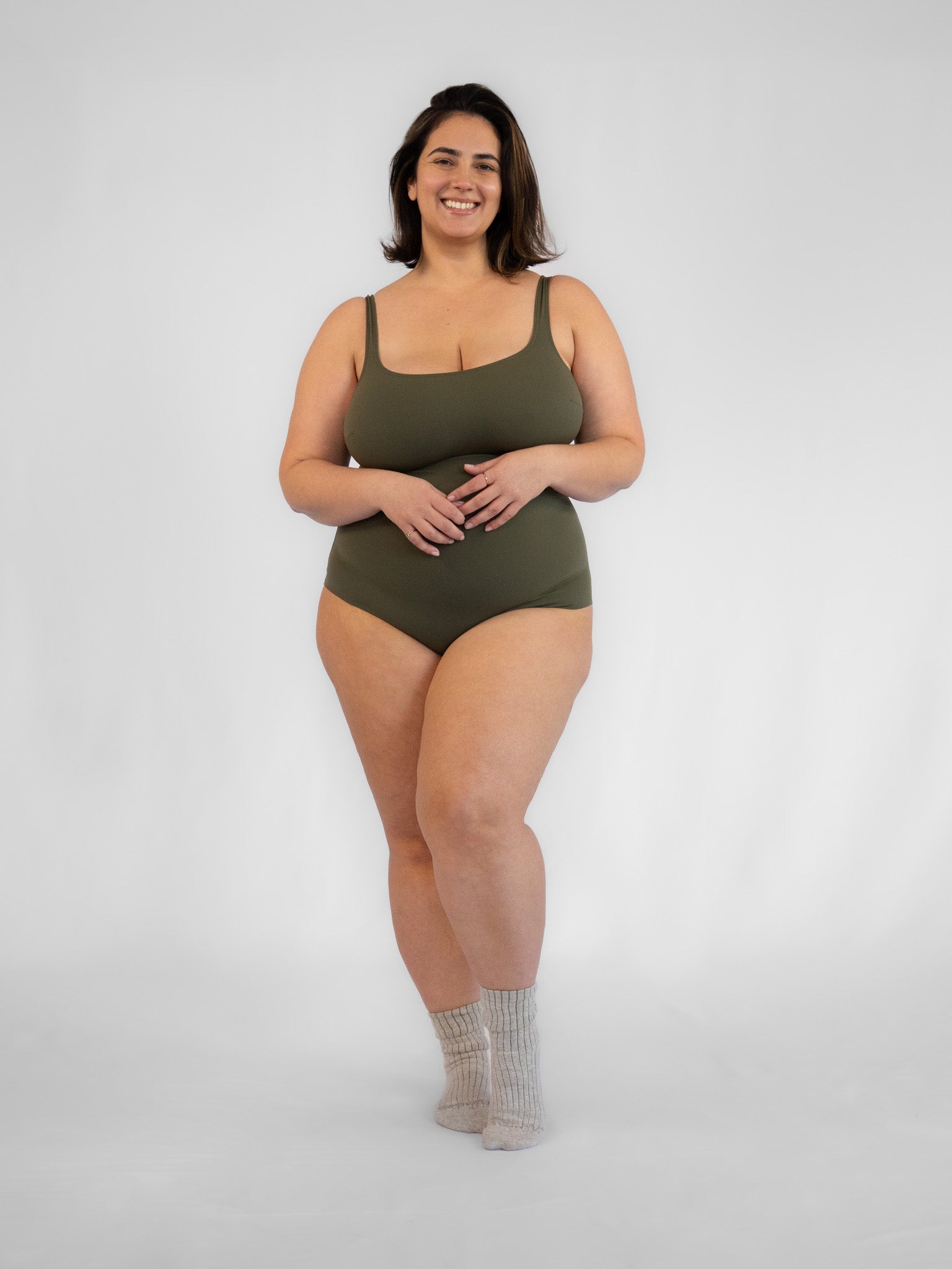 Tank Bodysuit Swimsuit   Wild Olive   Front
