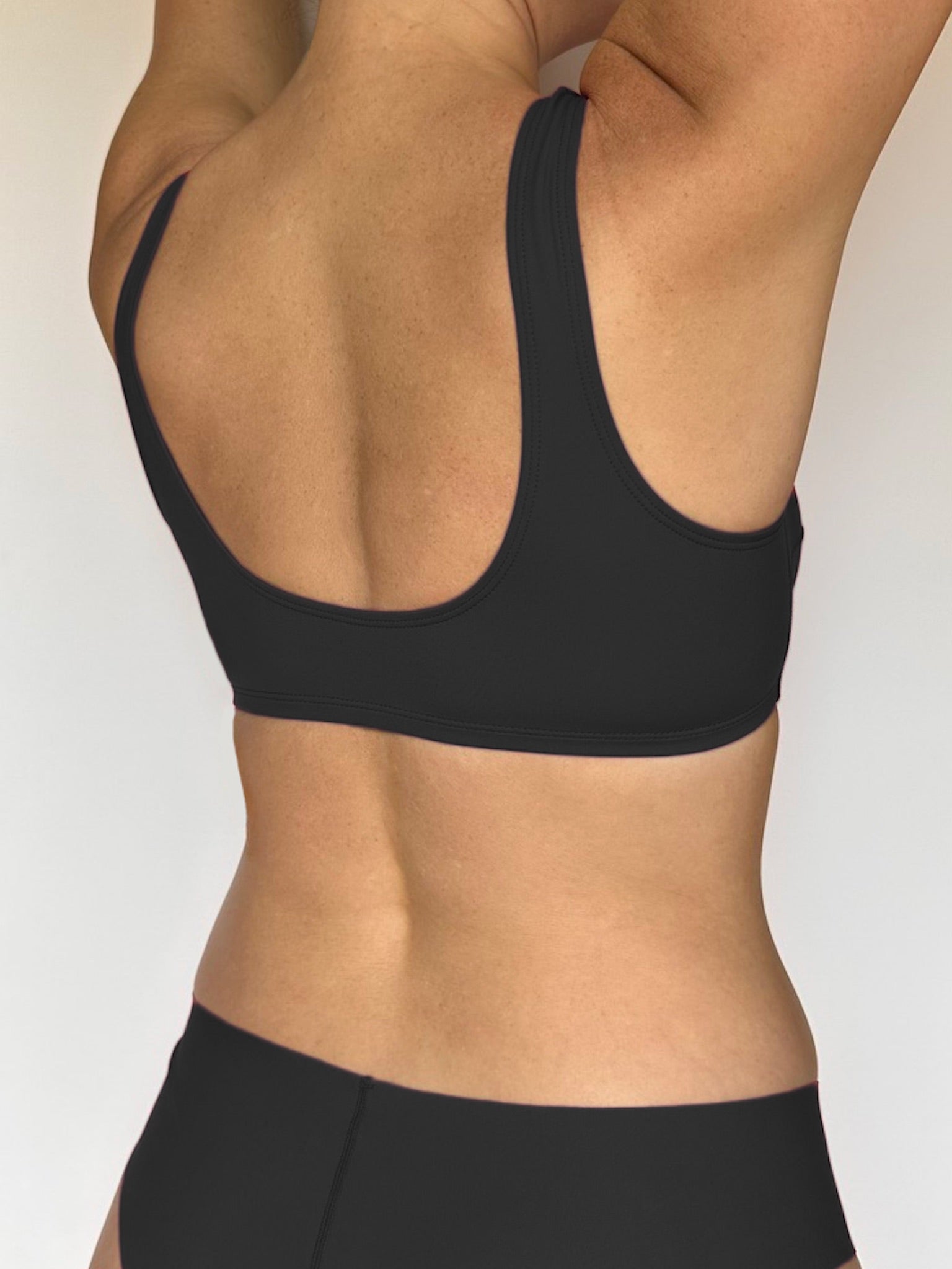 Tank Bra Gym Top   Jet Black   Back Right