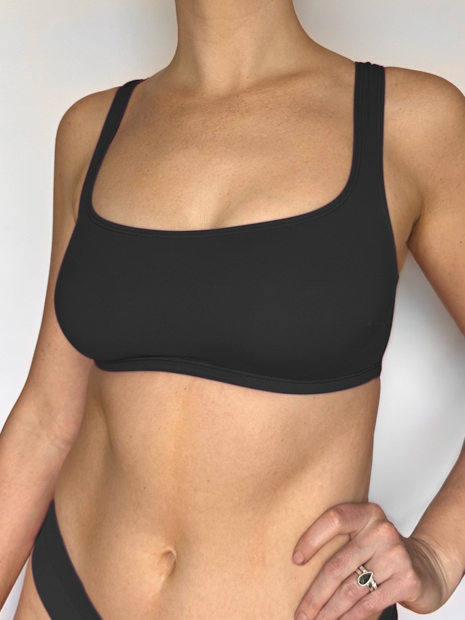 Tank Bra Swim Top   Jet Black   Three Quarter Side