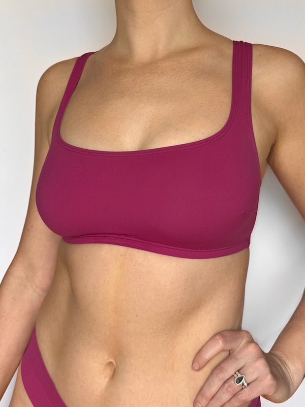Tank Bra Workout Top - Berry Sangria - Three Quarter Side